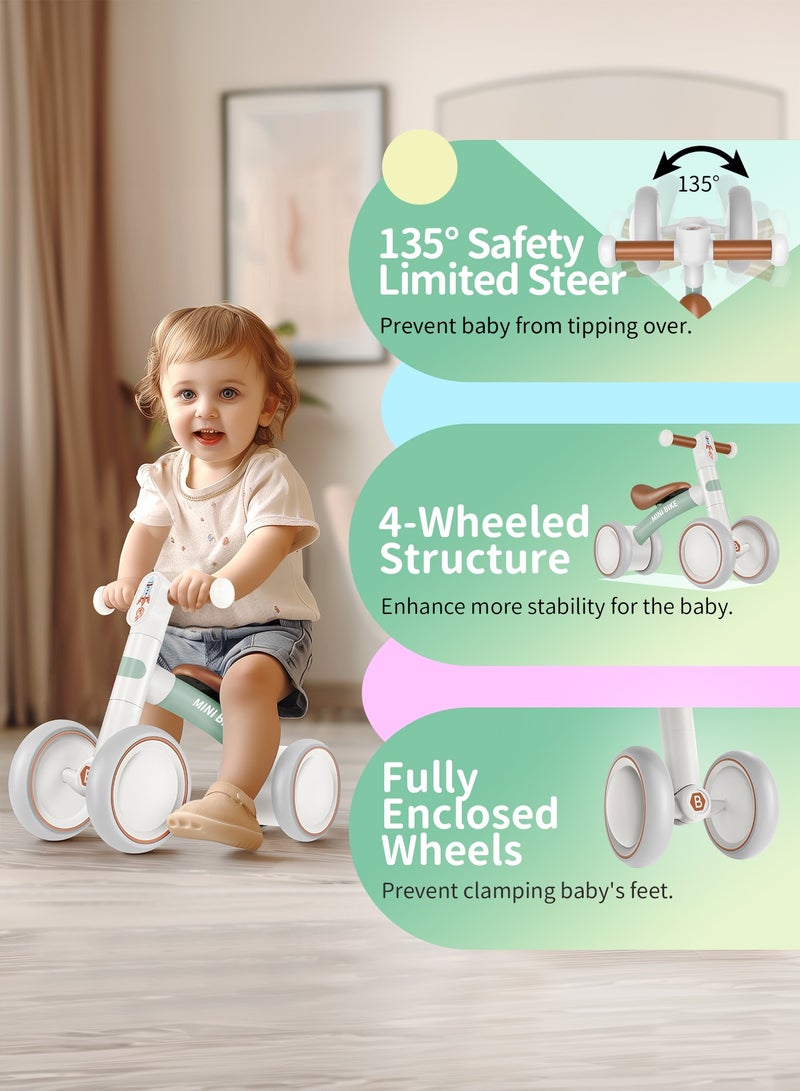 بيليف عربات المشي للأطفال، دراجات الأطفال، دراجات التوازن للأطفال، دراجات ثلاثية العجلات للأطفال، دراجة توازن للأطفال الصغار من عمر سنة إلى سنتين، دراجة أولى للمبتدئين للفتيات والفتيان من عمر 10 إلى 24 شهراً، دراجة مشي خفيفة الوزن بدون دواسات مزودة بـ 4 عجلات صامتة، حد توجيه آمن بزاوية 135 درجة، مقعد عريض ناعم - Image 4